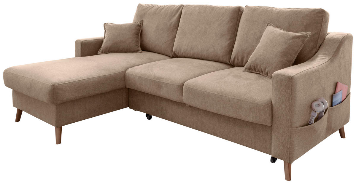 ECKSOFA in Chenille Hellbraun  - Hellbraun/Naturfarben, Modern, Holz/Textil (150/228cm) - Livetastic