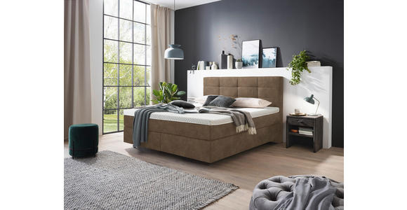 BOXSPRINGBETT 200/200 cm in Braun - Chromfarben/Braun, KONVENTIONELL, Kunststoff/Textil (200/200cm) - Voleo