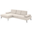 ECKSOFA in Chenille, Mikrofaser Creme  - Creme/Schwarz, Design, Textil/Metall (157/299cm) - Dieter Knoll