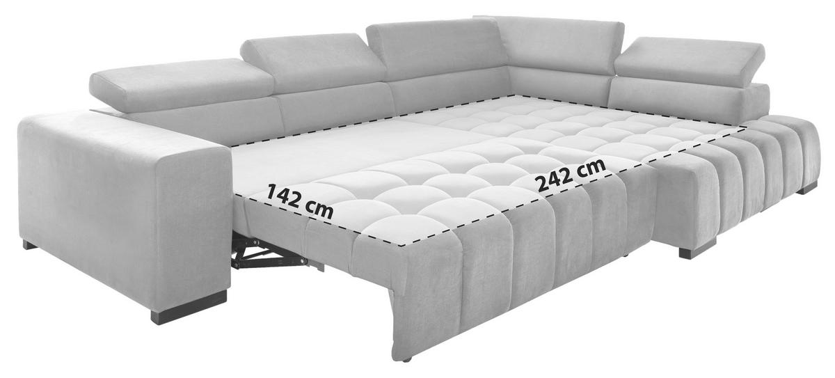 KUTNA GARNITURA tekstil  tamno siva   - tamno siva/crna, Design, tekstil/drvo (307/201cm) - Livetastic