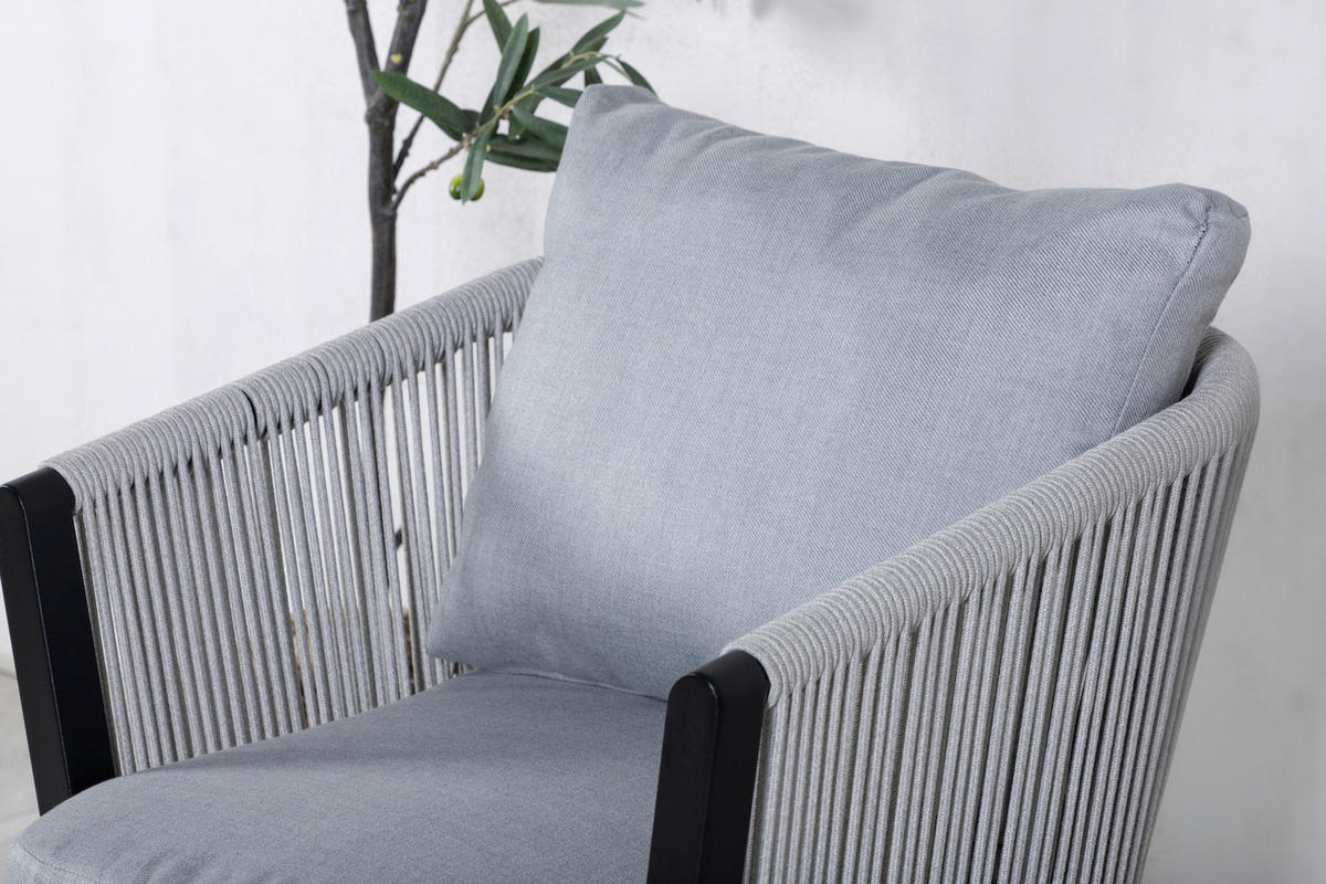UTESTOLAR SET i metall, textil grå, svart  - grå/svart, Klassisk, metall/textil (60/73/62,5cm) - Gardenson
