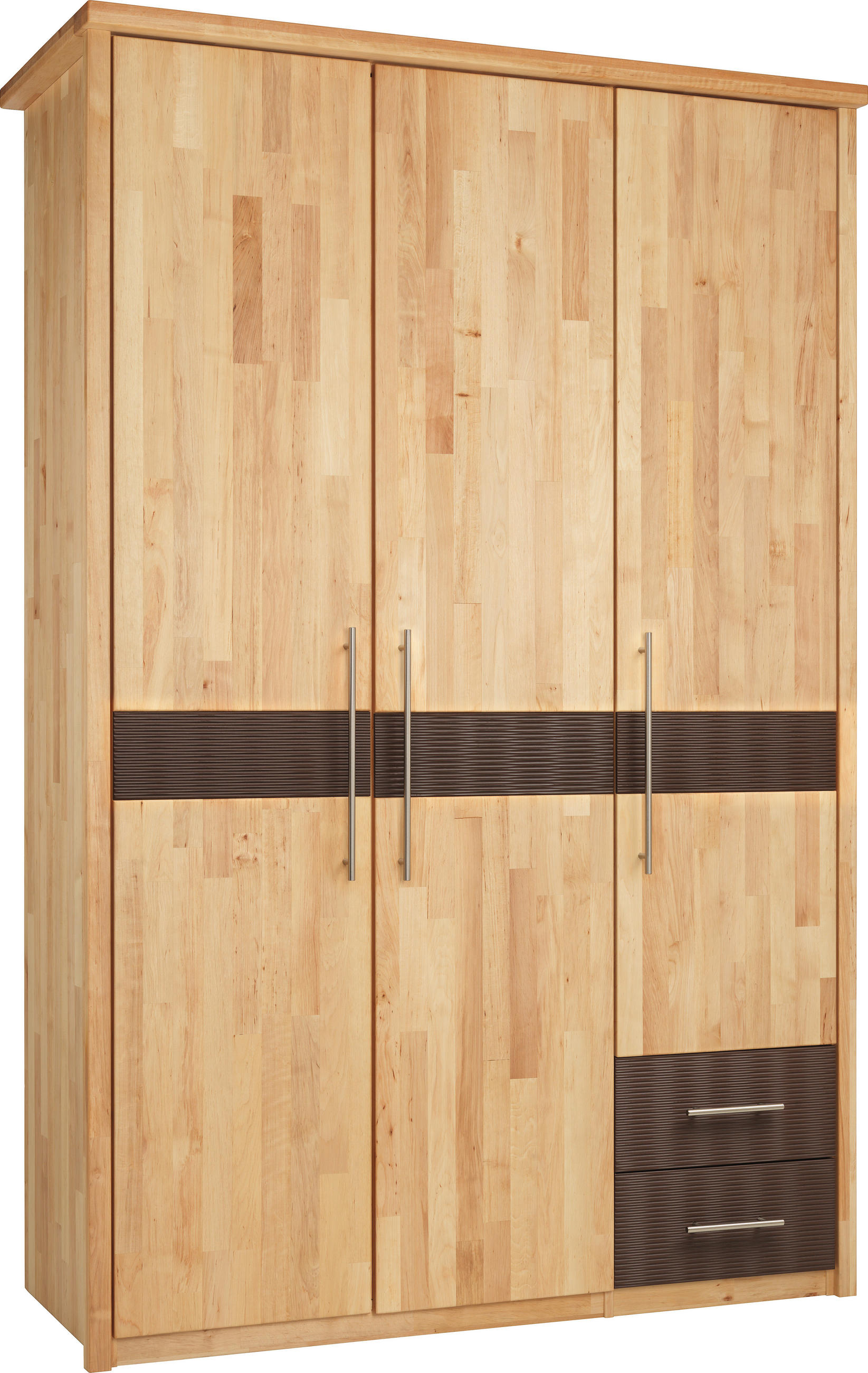 DREHTÜRENSCHRANK in Braun, Erlefarben  - Chromfarben/Erlefarben, Natur, Holz/Metall (141/215/65cm) - Linea Natura