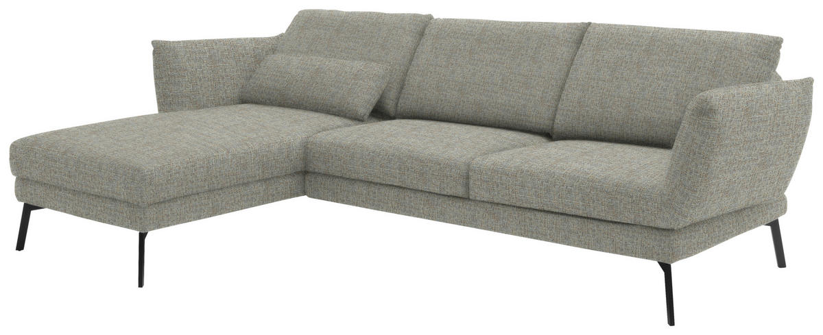 ECKSOFA in Flachgewebe Naturfarben  175/277 cm  - Schwarz/Naturfarben, Design, Textil/Metall (175/277cm) - Schöner Wohnen