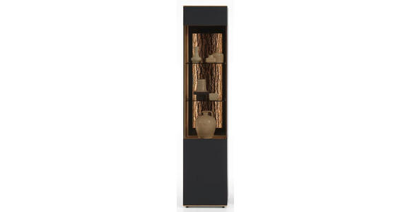 VITRINE in vollmassiv Kerneiche Anthrazit, Eichefarben - Eichefarben/Anthrazit, Natur, Glas/Holz (43/205/44cm) - Valnatura