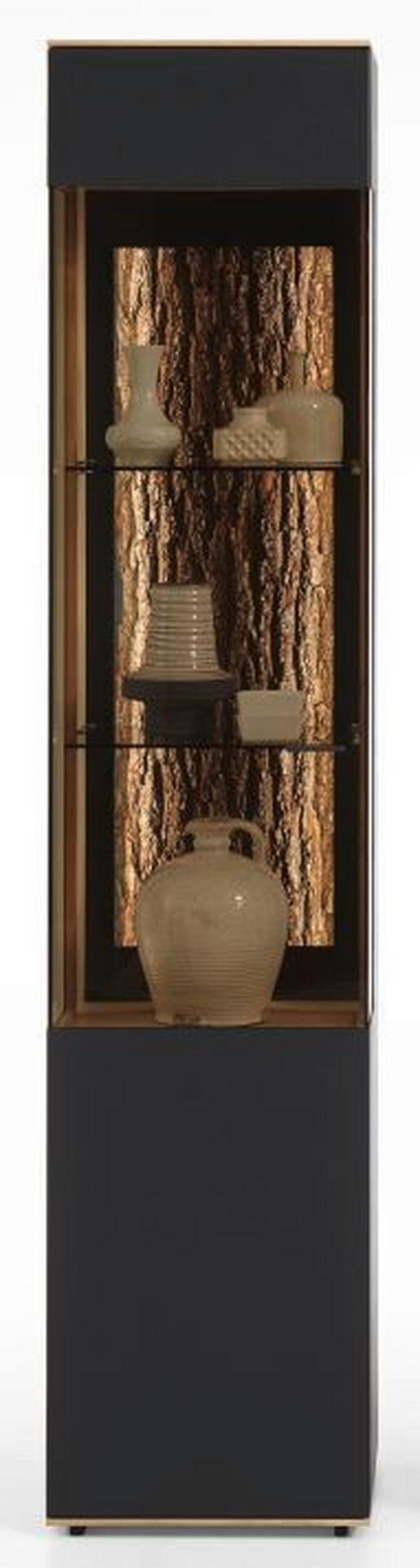VITRINE in vollmassiv Kerneiche Anthrazit, Eichefarben  - Eichefarben/Anthrazit, Design, Glas/Holz (43/205/44cm) - Valnatura
