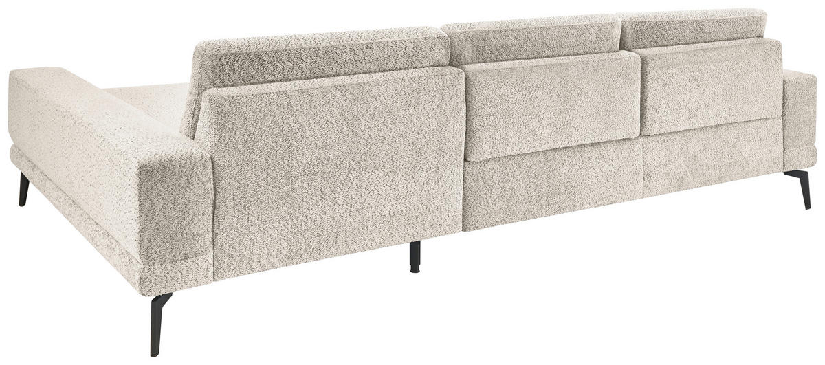 ECKSOFA Sandfarben Chenille  - Sandfarben/Schwarz, KONVENTIONELL, Textil/Metall (294/184cm) - SetOne by Musterring