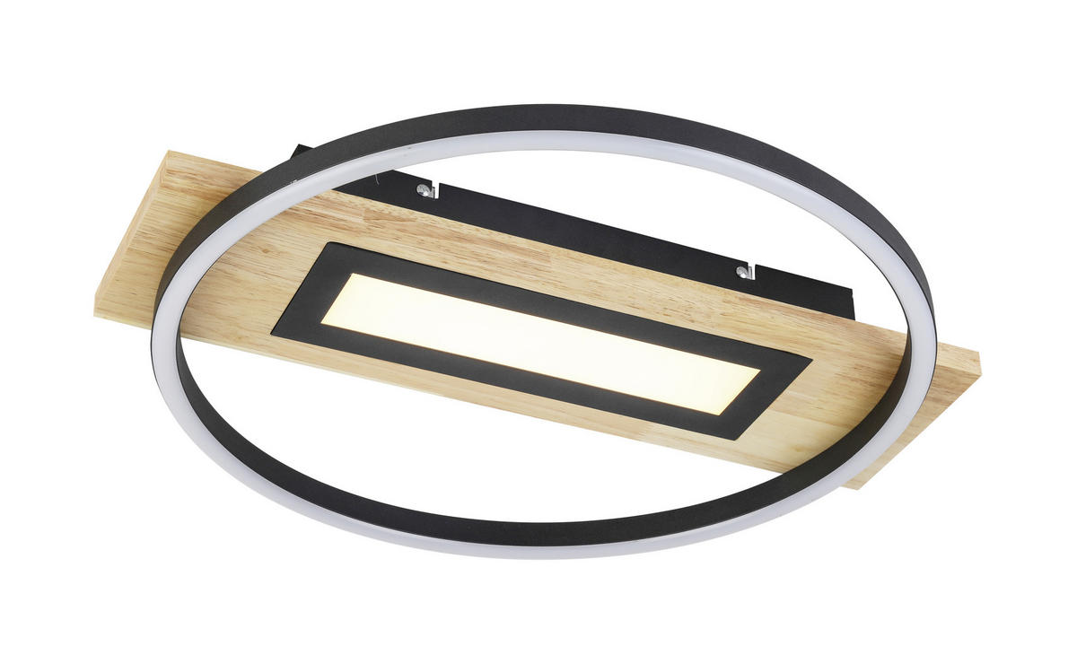 LED-DECKENLEUCHTE Yui 45/50/7,5 cm   - Schwarz/Naturfarben, Trend, Holz/Kunststoff (45/50/7,5cm) - Novel