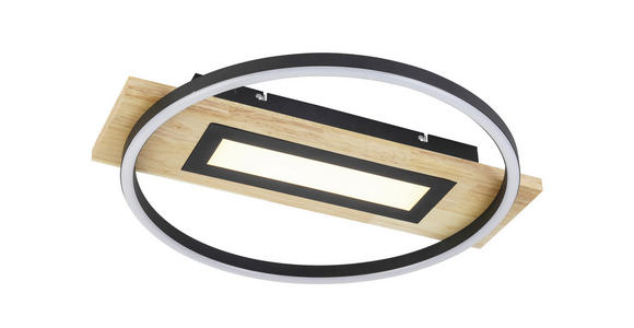 LED-DECKENLEUCHTE 45/50/7,5 cm - Schwarz/Naturfarben, Trend, Holz/Kunststoff (45/50/7,5cm) - Novel