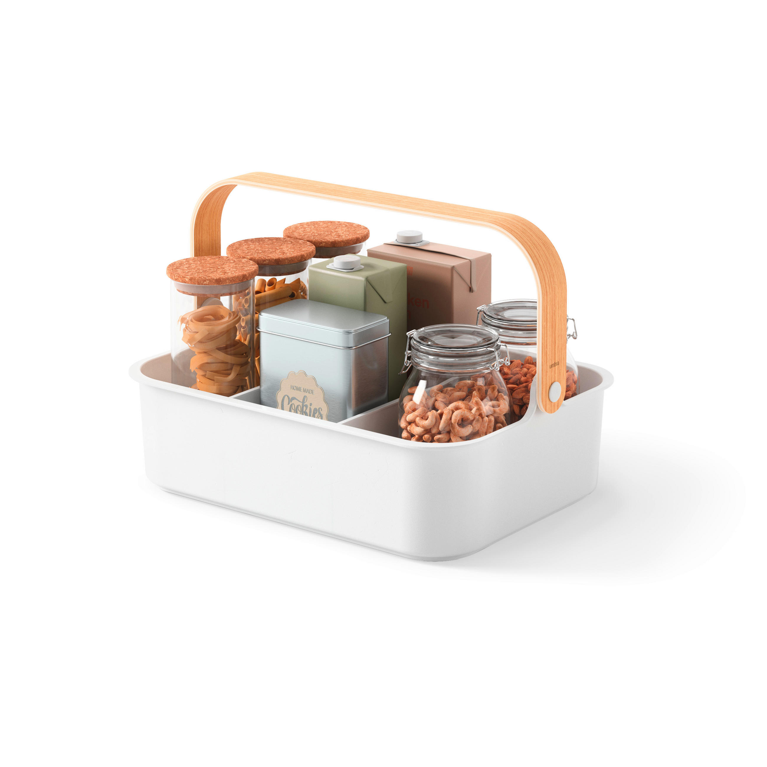 ORGANIZATOR  BELLWOOD 35/26/13 cm                  - bela/naravne barve, Basics, umetna masa/les (35/26/13cm) - Umbra