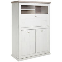 SEKRETÄR  in Grau, Weiß  - Weiß/Grau, LIFESTYLE, Holzwerkstoff/Metall (90,2/134,4/43cm) - Hom`in