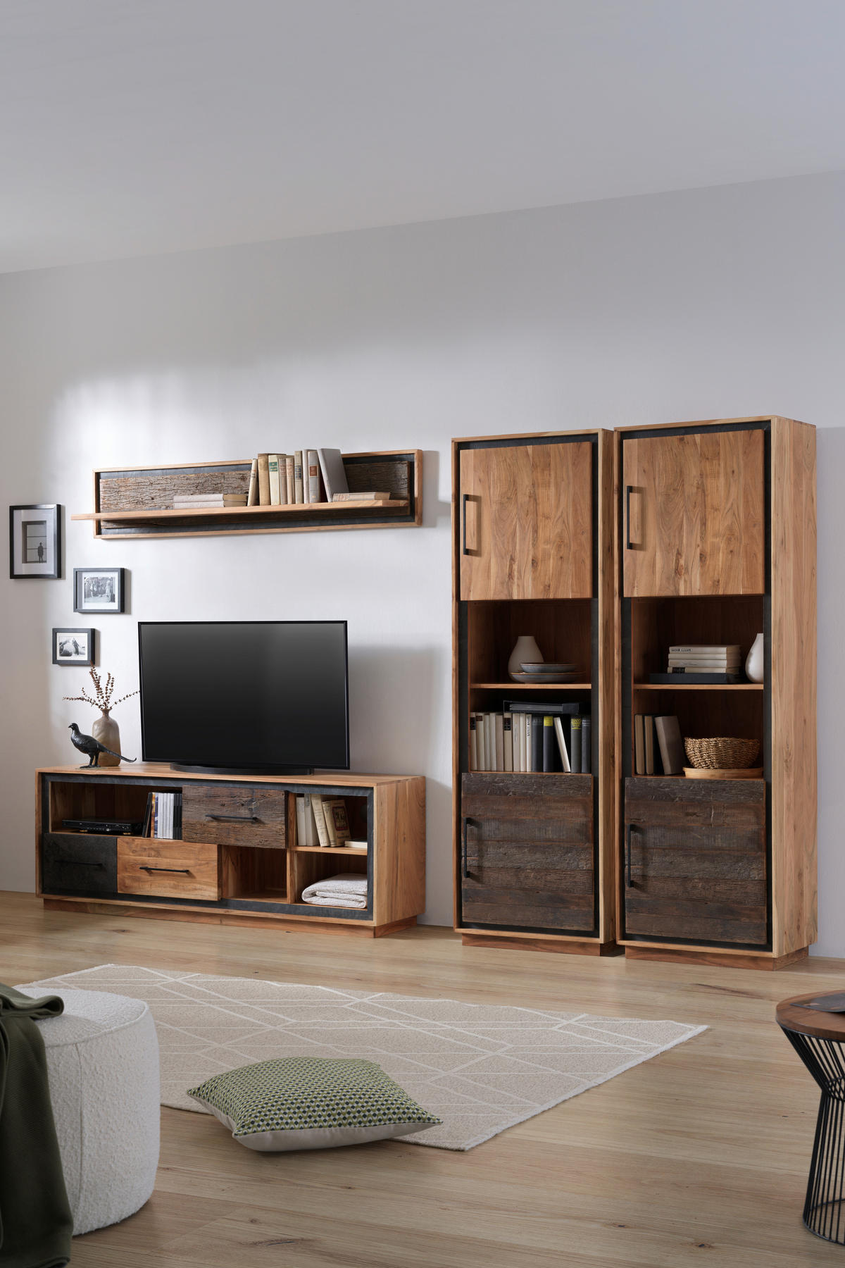 NÍZKA KOMODA, akácia, recyklované drevo, hnedá, farba akácie, tmavosivá, 160/60/40 cm - hnedá/čierna, Trend, kov/drevo (160/60/40cm) - Landscape