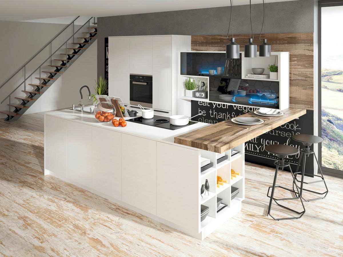 EINBAUKÜCHE   - Weiß, Design, Holzwerkstoff - Dan Küchen