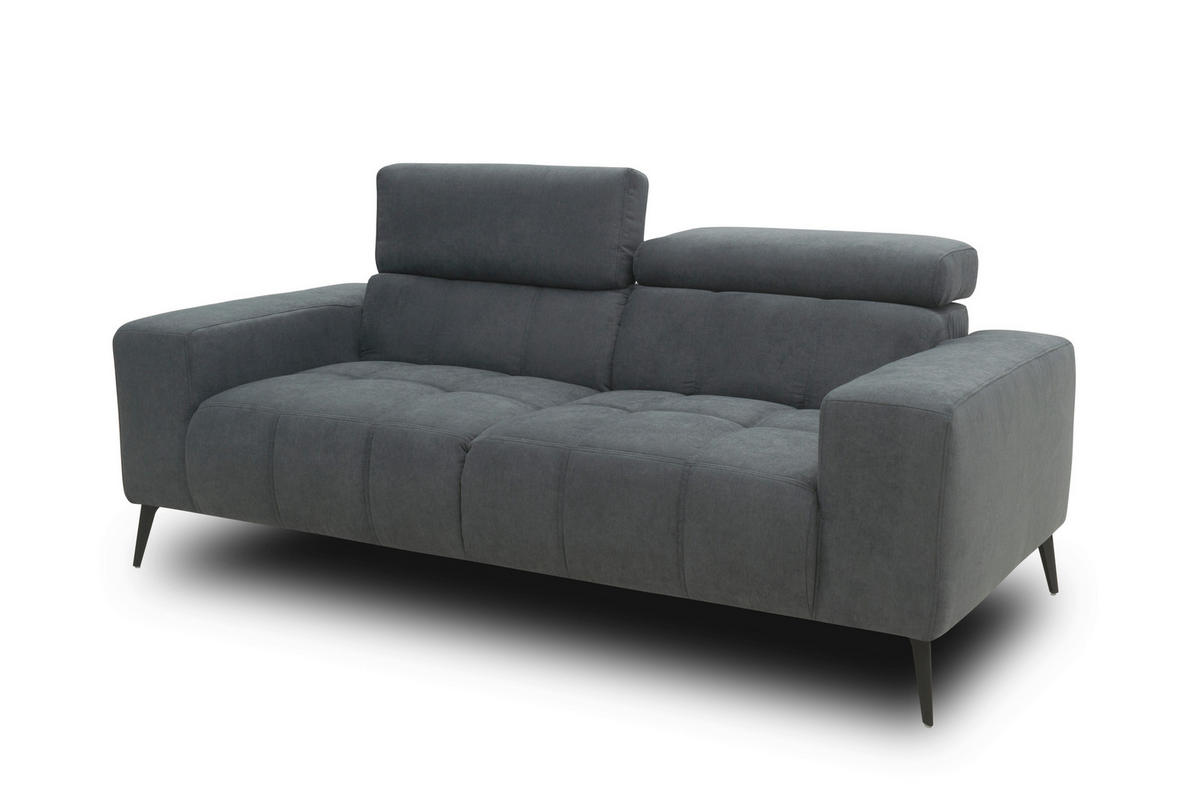 2-SITZER-SOFA TRENTO Mikrofaser Dunkelgrau  - Dunkelgrau/Schwarz, MODERN, Textil/Metall (208/79/104cm) - MID.YOU