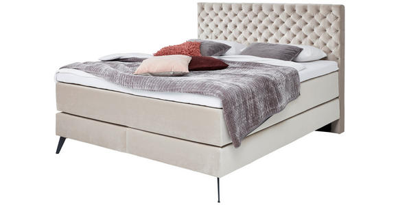 BOXSPRINGBETT 180/200 cm  in Beige  - Beige/Graphitfarben, Design, Textil/Metall (180/200cm) - Xora