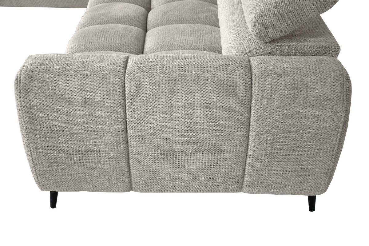 ECKSOFA VOLF Hellgrau Flachgewebe  - Hellgrau/Schwarz, Trend, Kunststoff/Textil (203/261cm) - Livetastic