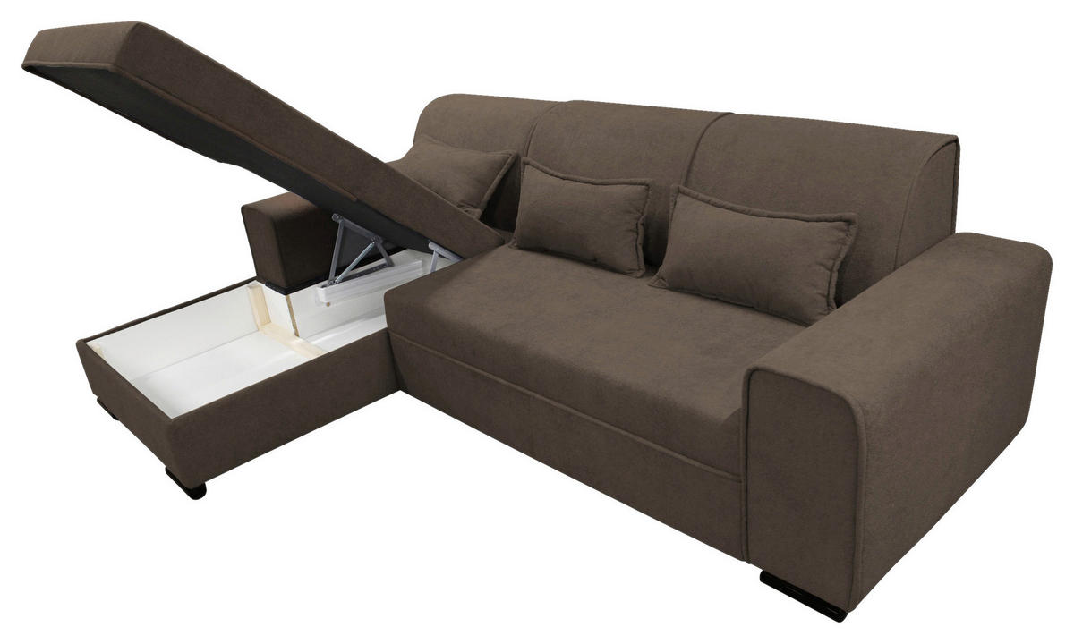 ECKSOFA Braun Struktur, Bouclé  - Schwarz/Braun, Design, Kunststoff/Textil (175/270cm) - MID.YOU