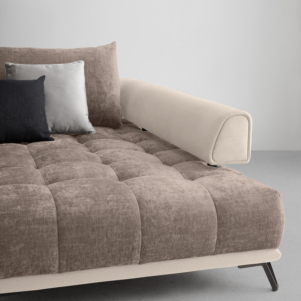 HÖRNSOFFA i cappuccino  - cappuccino/svart, Modern, metall/textil (262/67-87/184cm) - MID.YOU