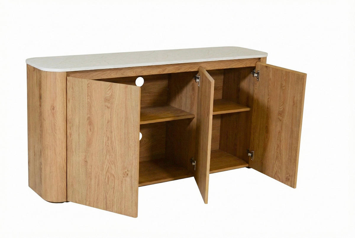 SIDEBOARD  150/74,1/39 cm  - Eichefarben/Weiß, KONVENTIONELL, Holzwerkstoff/Kunststoff (150/74,1/39cm) - MID.YOU
