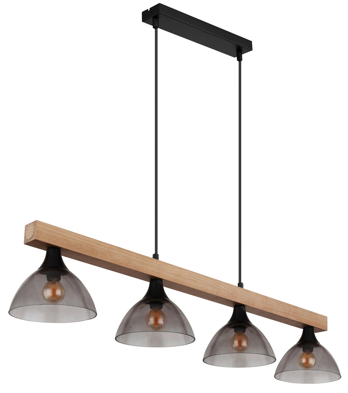 HÄNGLAMPA 96/17/150 cm  - svart/naturfärgad, Natur, metall/trä (96/17/150cm) - Globo