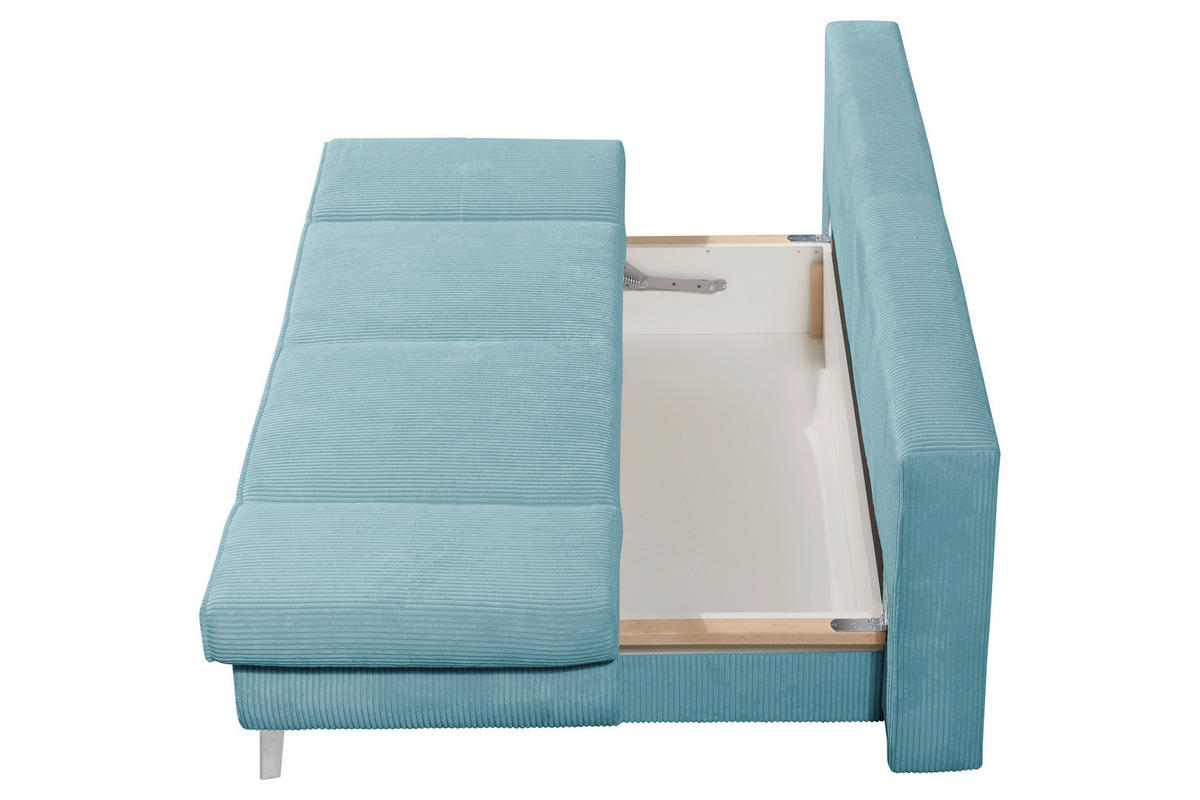 SCHLAFSOFA in Cord Türkis  - Türkis/Chromfarben, Design, Textil/Metall (200/85/90cm) - Xora