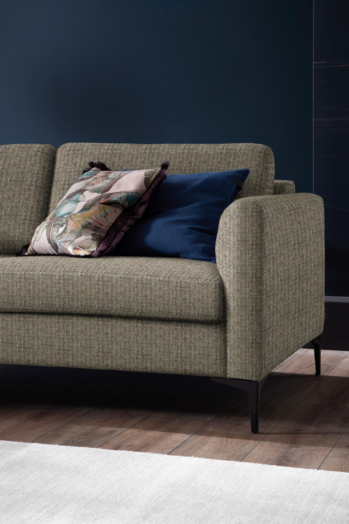 ECKSOFA in Flachgewebe Braun  195/310 cm  - Schwarz/Braun, Design, Textil/Metall (195/310cm) - Schöner Wohnen