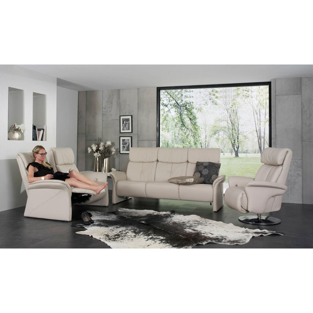 Thumbnail - Himolla Komfortklass 2-Sitzer-Sofa Heimkino, Creme, Leder, Echtleder, Longlife-Leder, Uni, 152x107x91 cm, Blauer Engel, ...