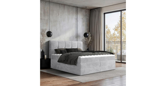 BOXSPRINGBETT 180/200 cm  in Hellgrau  - Hellgrau/Schwarz, Design, Kunststoff/Textil (180/200cm) - Esposa