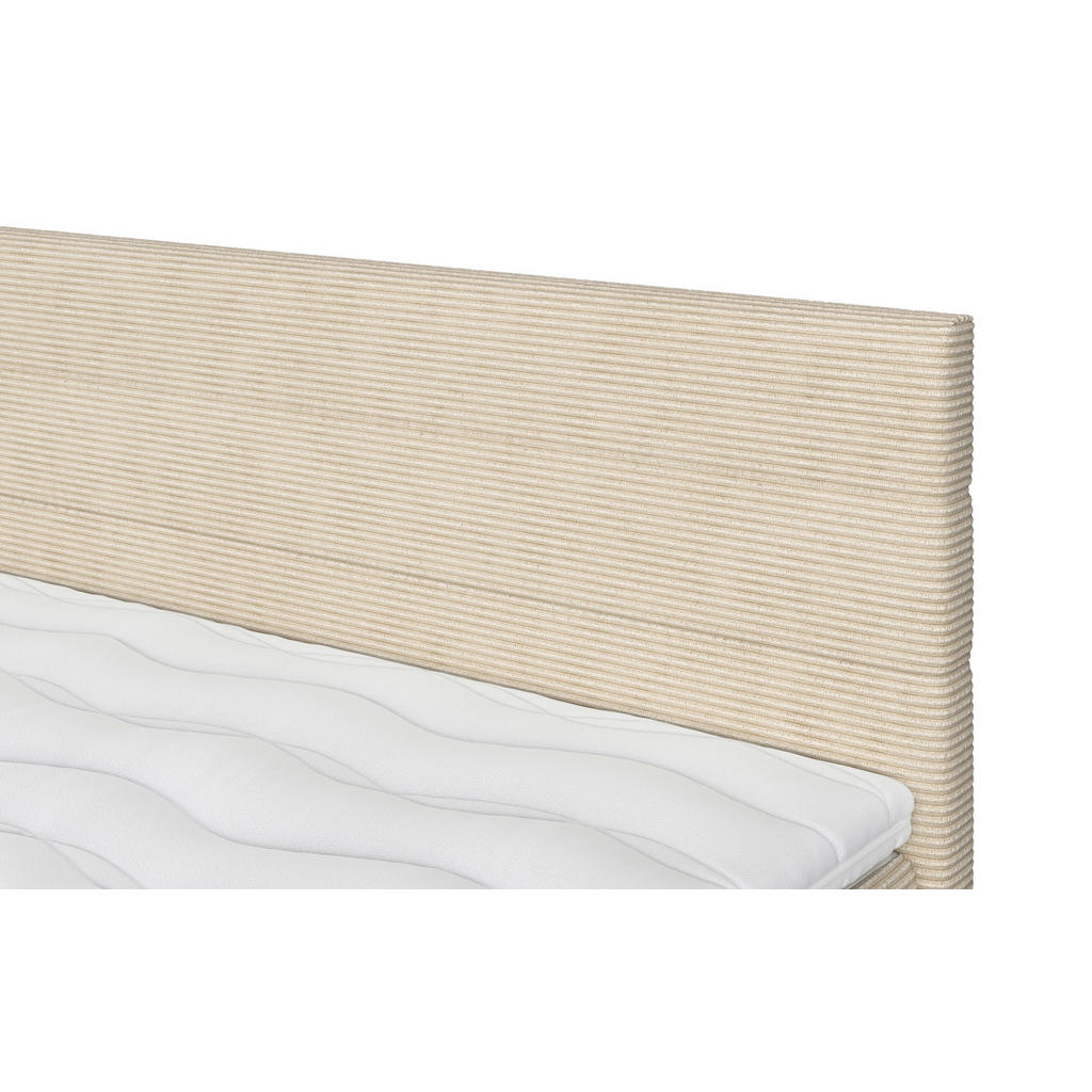 Thumbnail - Mid.you Boxbett, Creme, Textil, Buche, H3, Höhe ca. 20 cm, 140x200 cm, Fsc, Matratze, gepolstertes Kopfteil, Stoffauswah...