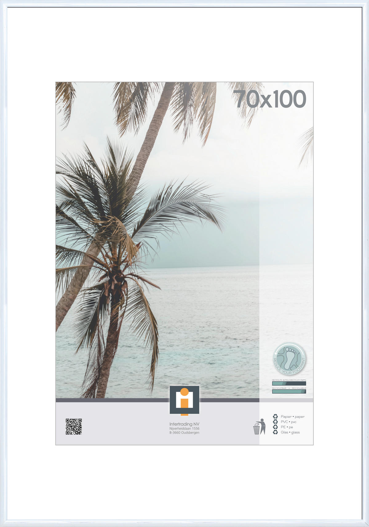 RÁM NA OBRAZY, 1 foto 70 cm x 100 cm - bílá, Basics, plast/sklo (101/71cm)