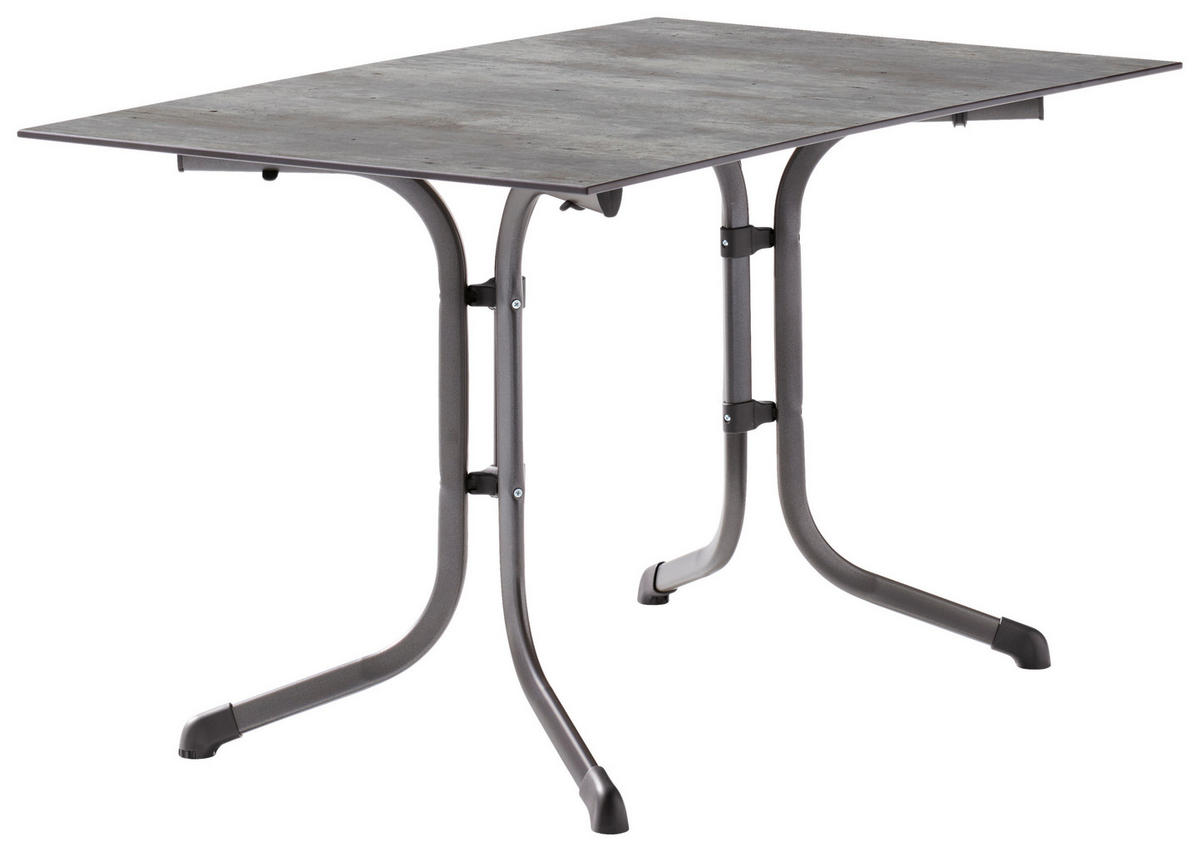 GARTENKLAPPTISCH 120/80/73 cm Metall, Kunststoff rechteckig  - Silberfarben/Grau, Basics, Kunststoff/Metall (120/80/73cm) - Sieger