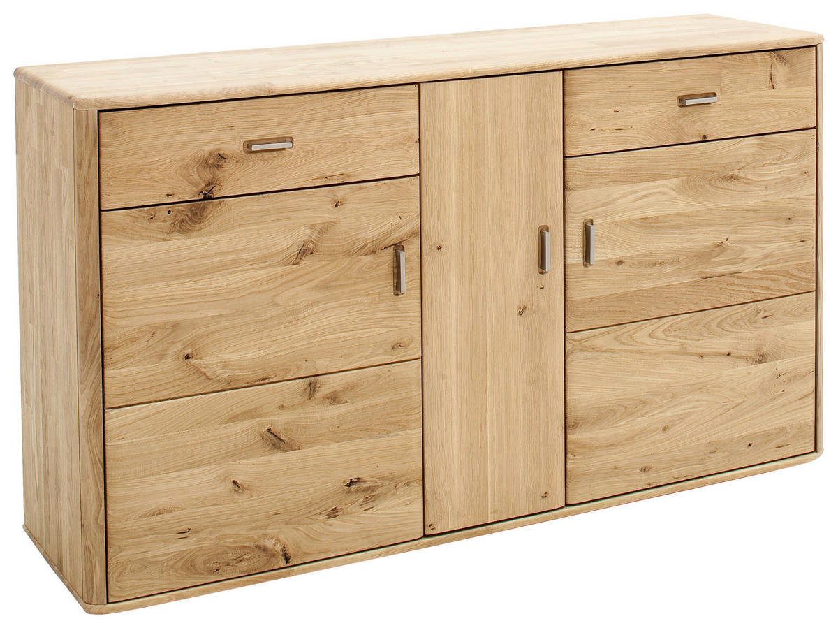 SIDEBOARD  in 156/90/44 cm  - Eichefarben/Silberfarben, Design, Holz/Metall (156/90/44cm) - Livetastic