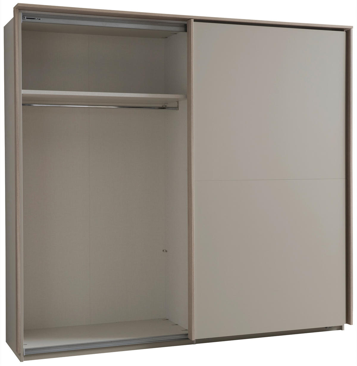 SCHWEBETÜRENSCHRANK  in Eichefarben, Hellgrau  - Eichefarben/Hellgrau, Design, Holzwerkstoff (243,6/224,8/67cm) - home24