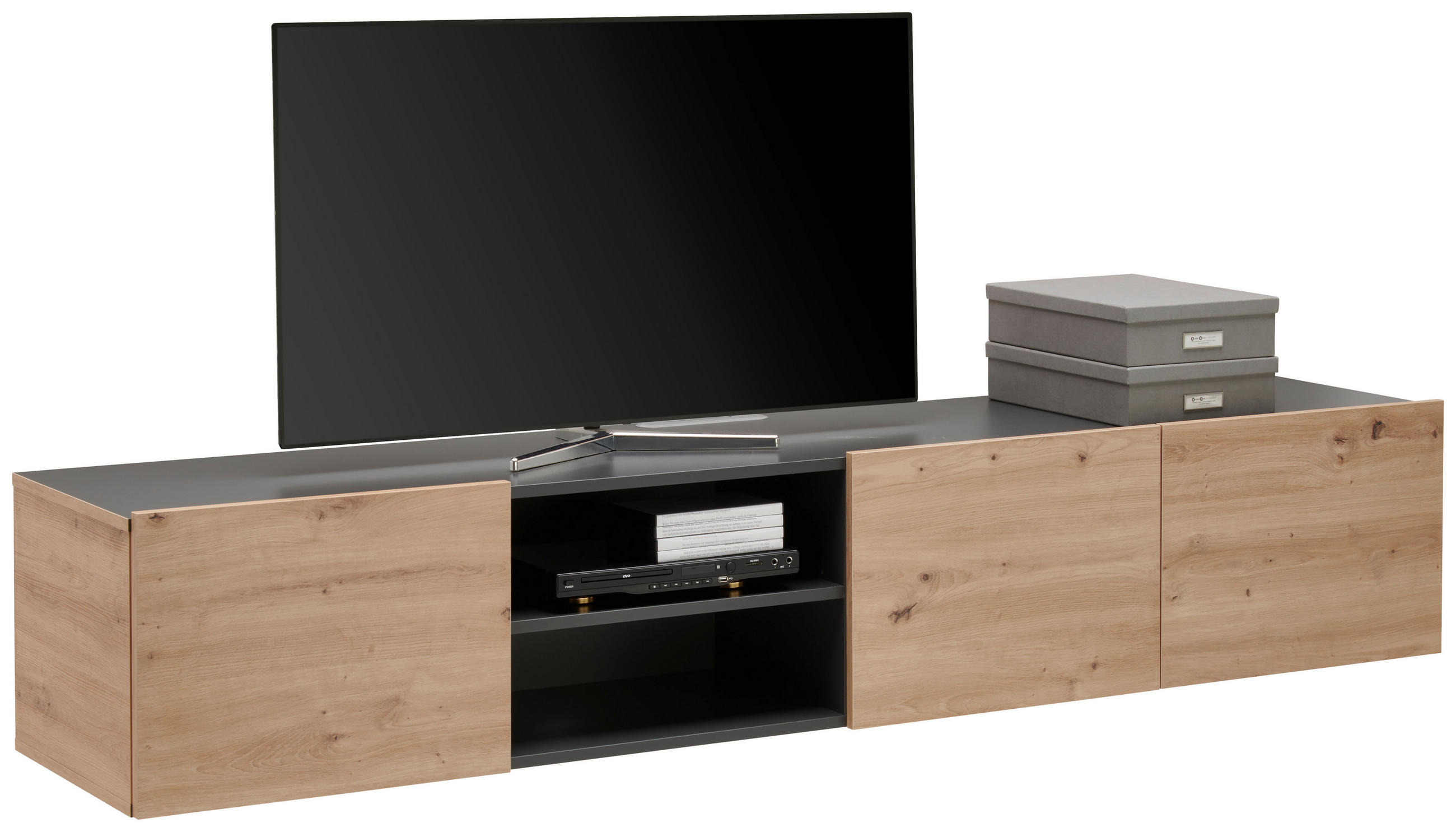 TV-SZEKRÉNY 200/36,7/42 cm  - Artisan tölgy/antracit, Modern, faalapú anyag (200/36,7/42cm) - Hom`in