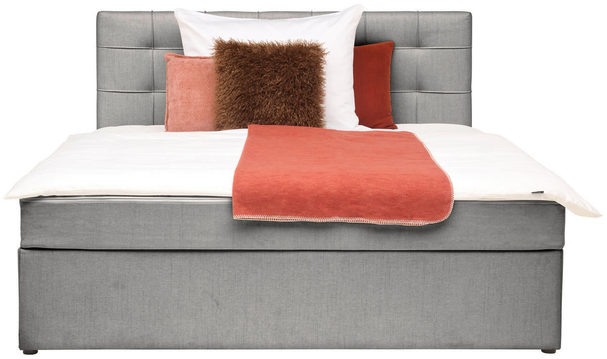 BOXBETT 200/200 cm,  in Grau,  - Grau, MODERN, Holz/Textil (200/200cm) - MID.YOU
