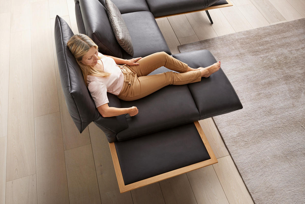 ECKSOFA in Echtleder Braun  - Beige/Schwarz, Design, Leder/Metall (282/205cm) - Dieter Knoll
