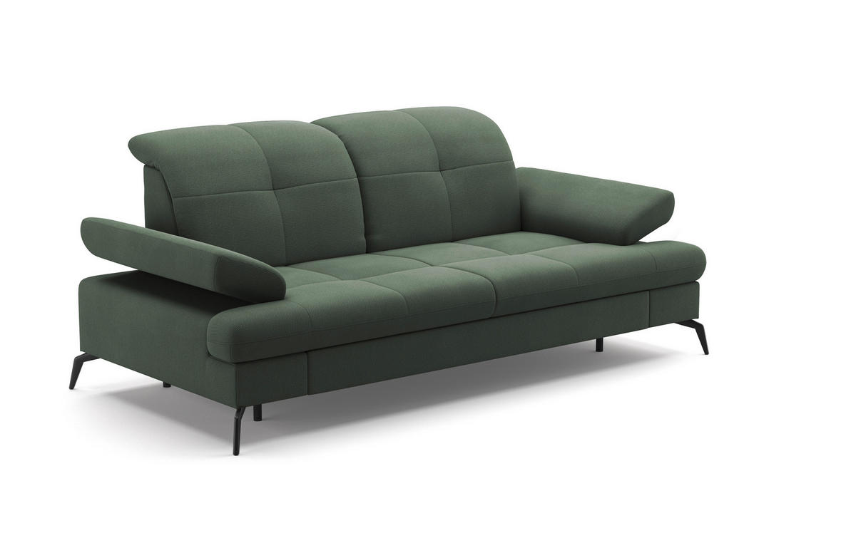 3-SITZER-SOFA in Flachgewebe Grün  - Schwarz/Grün, Konventionell, Textil/Metall (212/90/122cm) - Sit & More