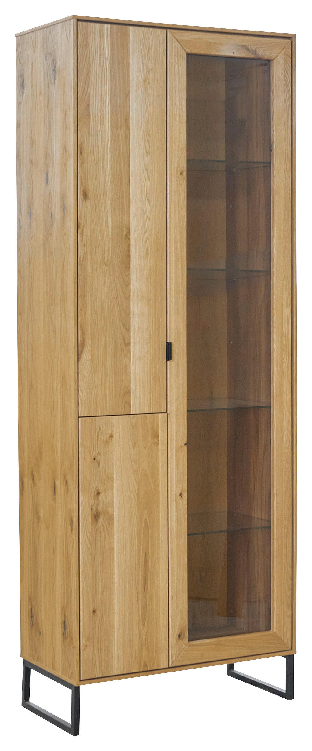 VITRINE  in furniert, massiv Eiche Eichefarben - Eichefarben/Schwarz, Natur, Glas/Holz (77/208,8/40cm) - Carryhome