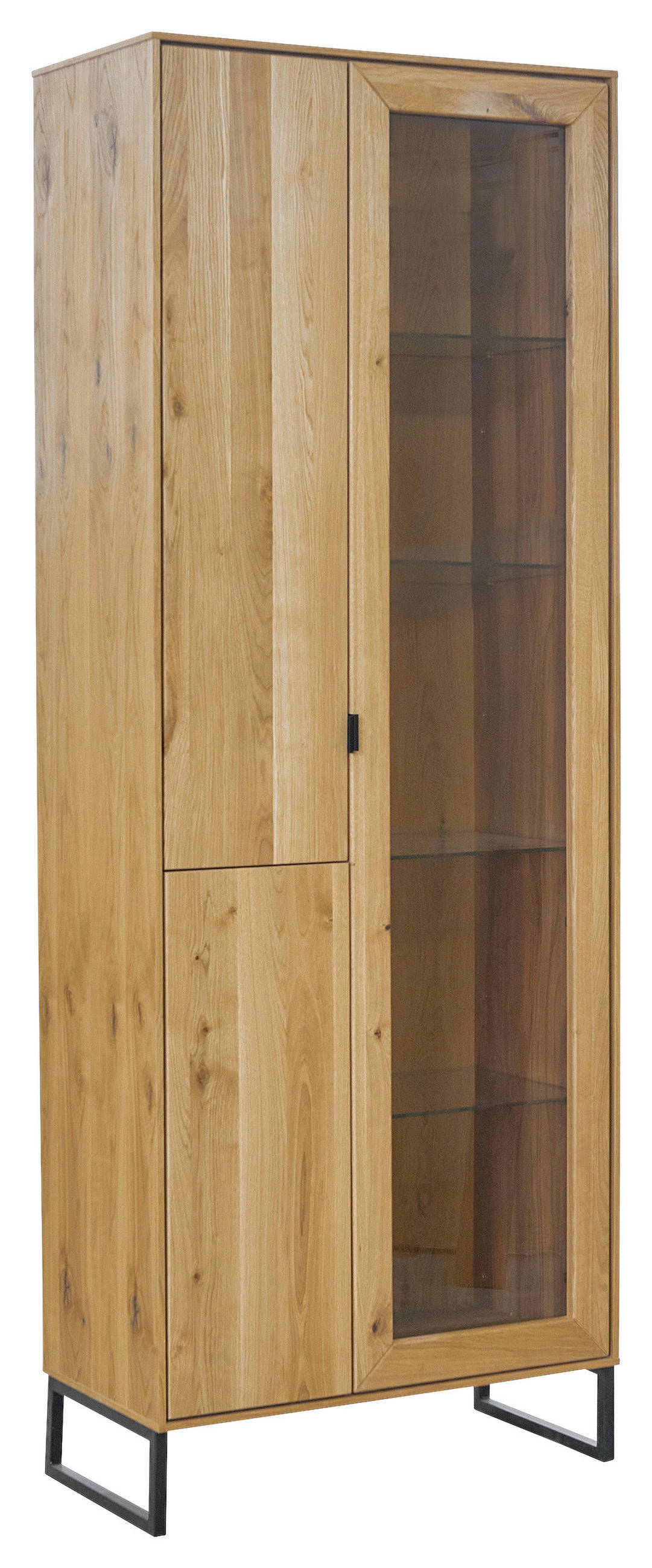 VITRINE Eichefarben  77/208,8/40 cm  - Eichefarben/Schwarz, Natur, Glas/Holz (77/208,8/40cm) - Carryhome