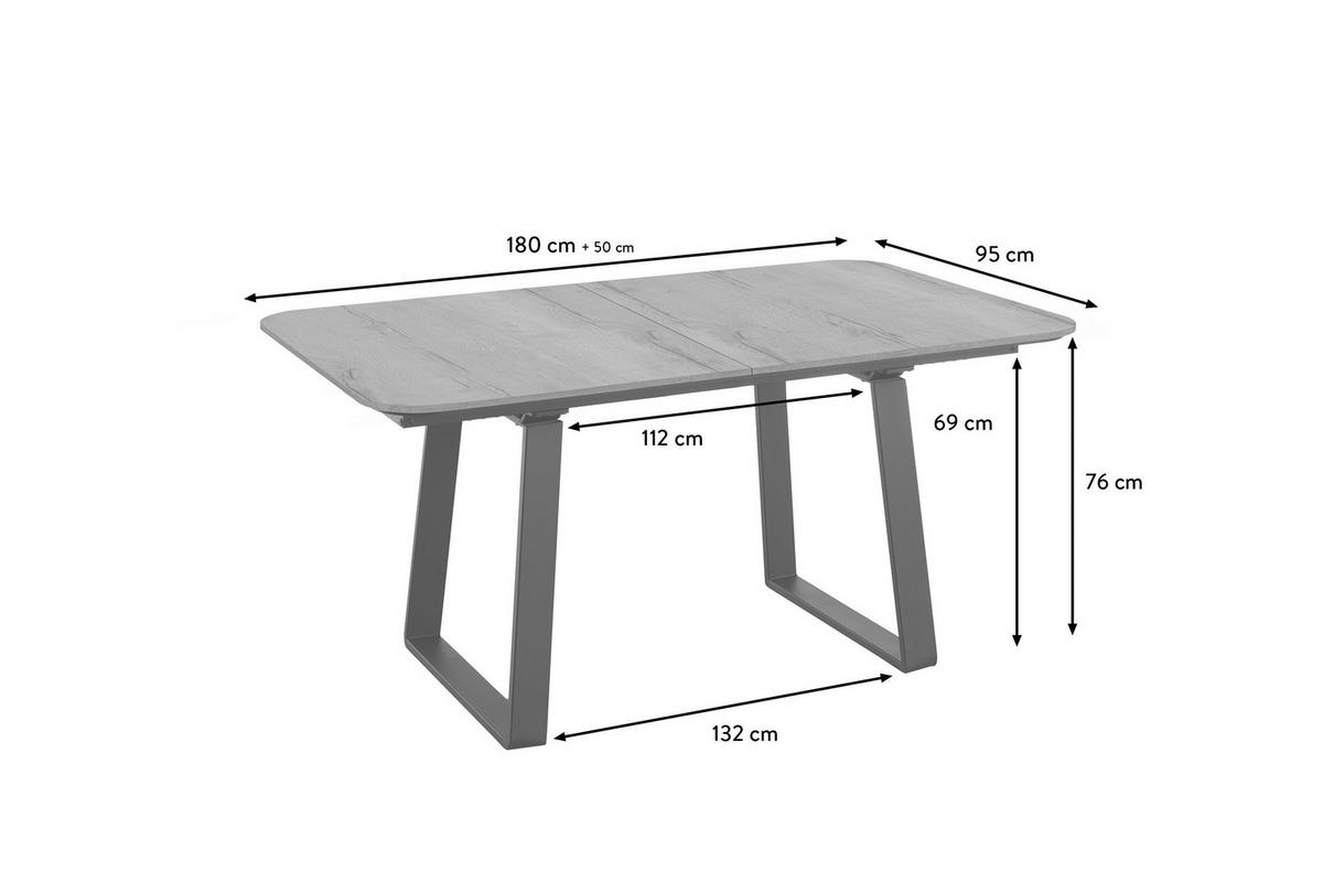 ESSTISCH Schwarz, Eichefarben rechteckig  ausziehbar, in verschiedenen Größen erhältlich, in verschiedenen Holzdekoren erhältlich  - Eichefarben/Schwarz, Basics, Holzwerkstoff/Metall (180-230/95/76cm) - Celina Home
