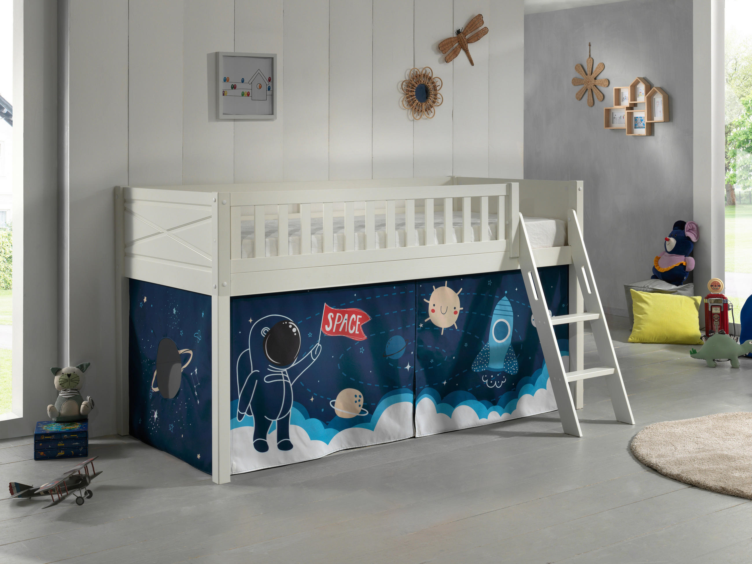 SPIELBETT Kiefer massiv 90/200 cm Weiß  - Naturfarben/Weiß, ROMANTIK / LANDHAUS, Holz (90/200cm) - Vipack