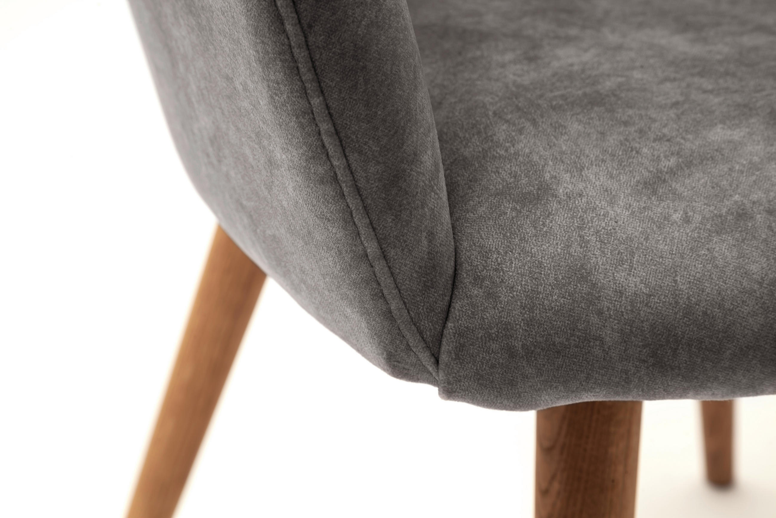 STUHL Velours Grau, Eichefarben Wildeiche massiv  - Eichefarben/Grau, Natur, Holz/Textil (58/88/67cm) - MID.YOU