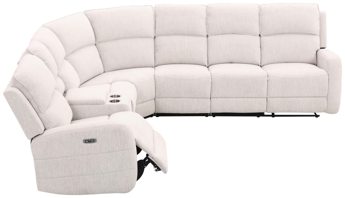 ECKSOFA  Weiß Leinenoptik  - Schwarz/Weiß, KONVENTIONELL, Holz/Kunststoff (240/102/265cm) - Livetastic
