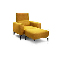 Sessel inkl. Hocker in Samt Gelb  - Gelb/Schwarz, Design, Textil/Metall (110/85/86-94cm) - SENSOO