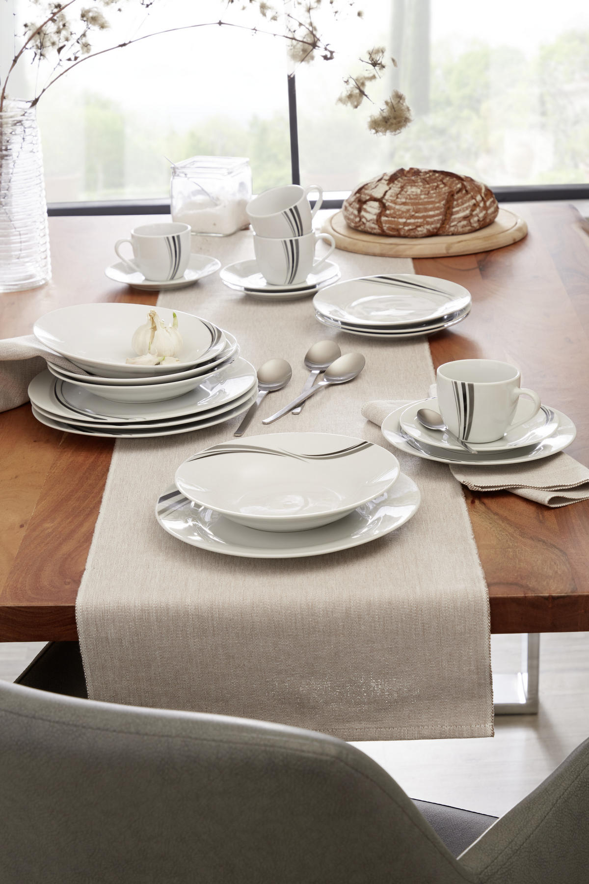 SERVICIU DE MASĂ COMPLET 20 piese  - alb/negru, Design, ceramică - Luca Bessoni