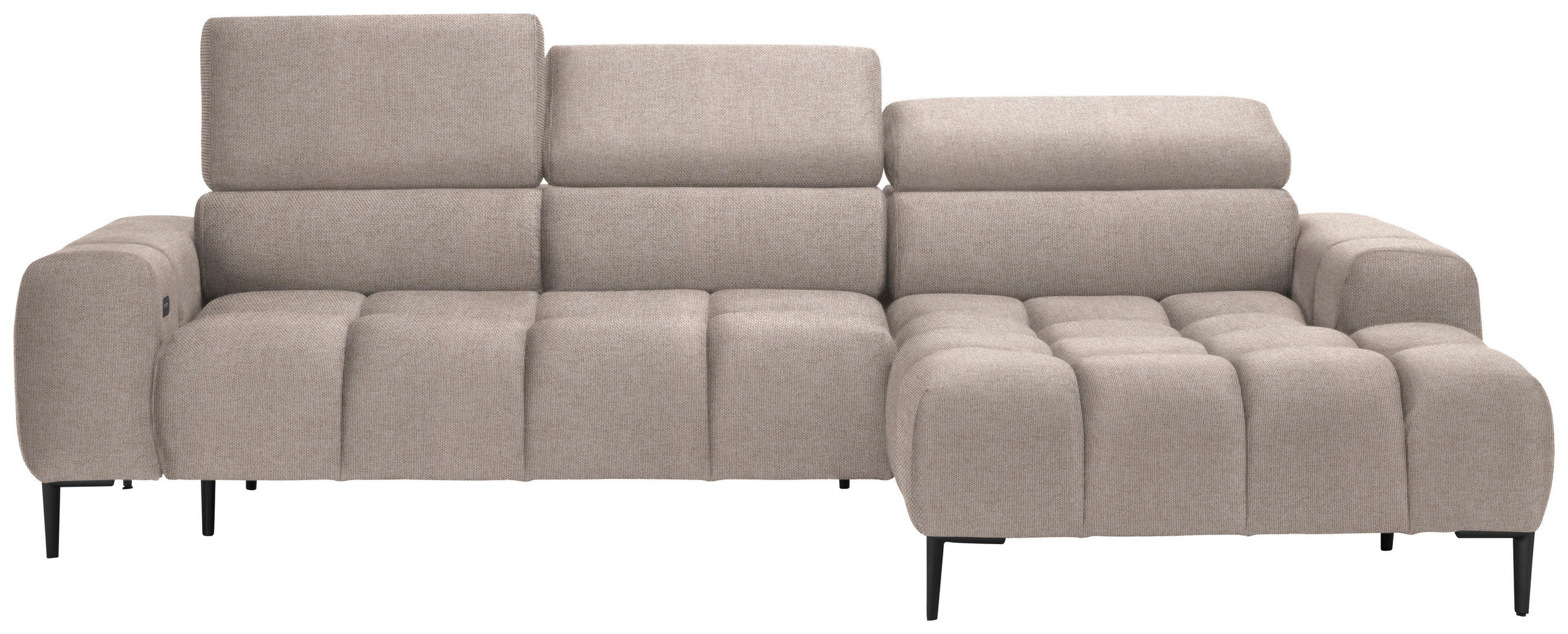 ECKSOFA in Webstoff Beige  - Beige/Schwarz, Design, Textil/Metall (270/177cm) - Welnova
