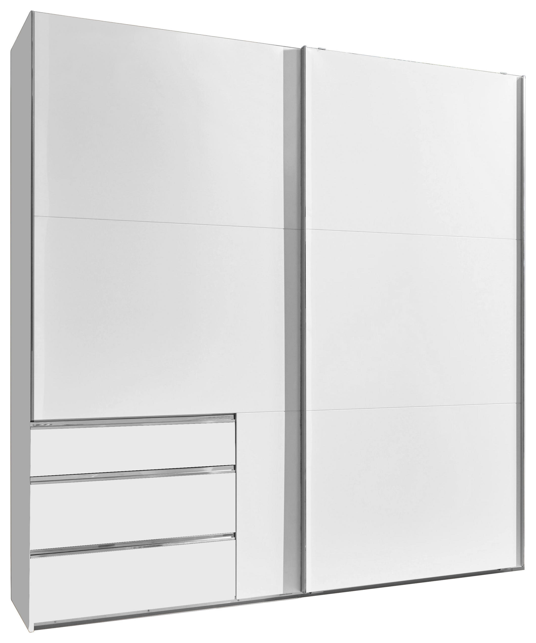 Dulap Cu Uși Culisante, 200/216/65 cm, alb - alb/culoare crom, Modern, material pe bază de lemn (200/216/65cm) - MID.YOU