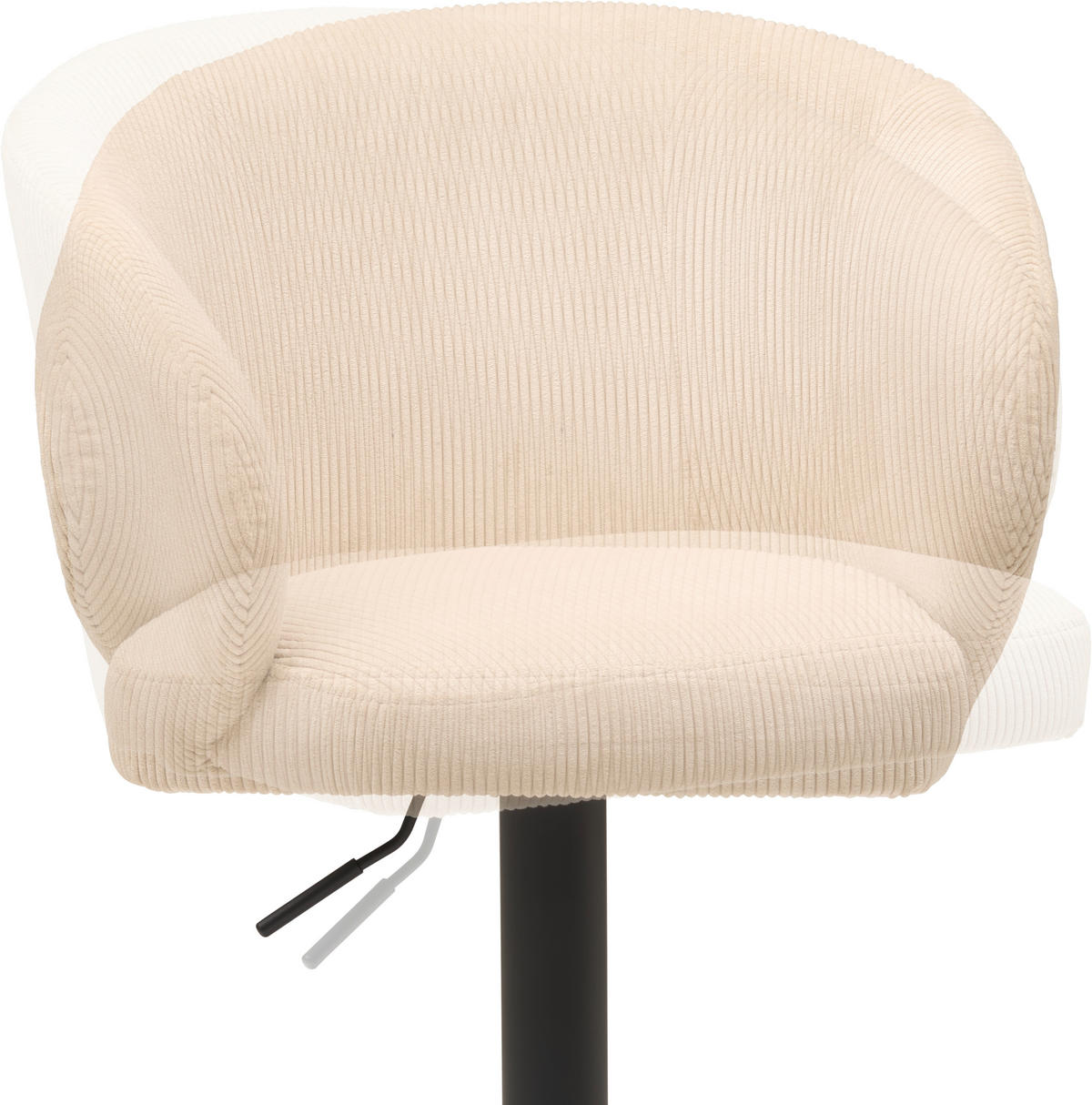 BARHOCKER Cord Schwarz, Beige Eisen  - Beige/Schwarz, KONVENTIONELL, Textil/Metall (54/91-112/52cm) - MID.YOU