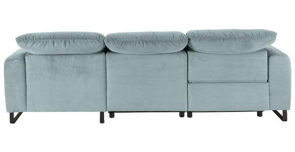 ECKSOFA in Cord Hellblau  - Schwarz/Hellblau, KONVENTIONELL, Textil/Metall (266/180cm) - Hom`in