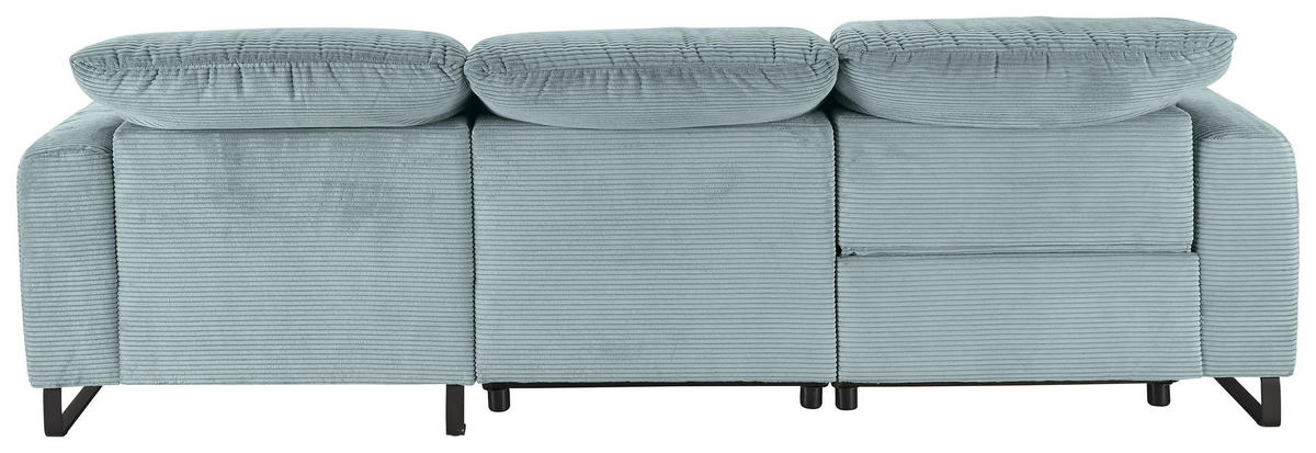 ECKSOFA in Cord Hellblau  - Schwarz/Hellblau, Konventionell, Textil/Metall (266/180cm) - Hom`in