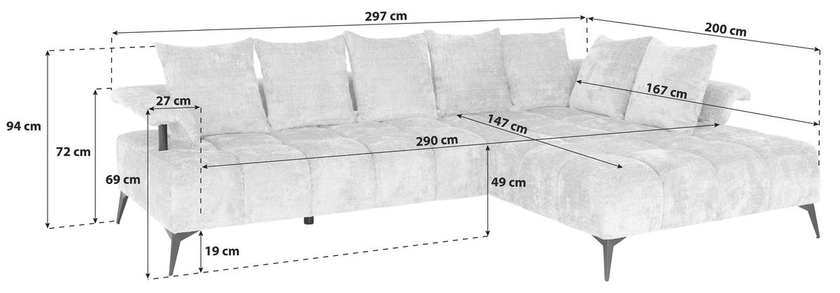 ECKSOFA in Flachgewebe Grün  - Schwarz/Grün, Modern, Kunststoff/Textil (297/200cm) - Livetastic